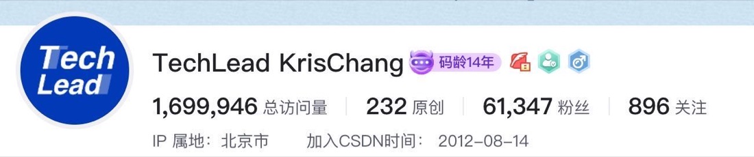CSDN TechLead KrisChang 博客主页